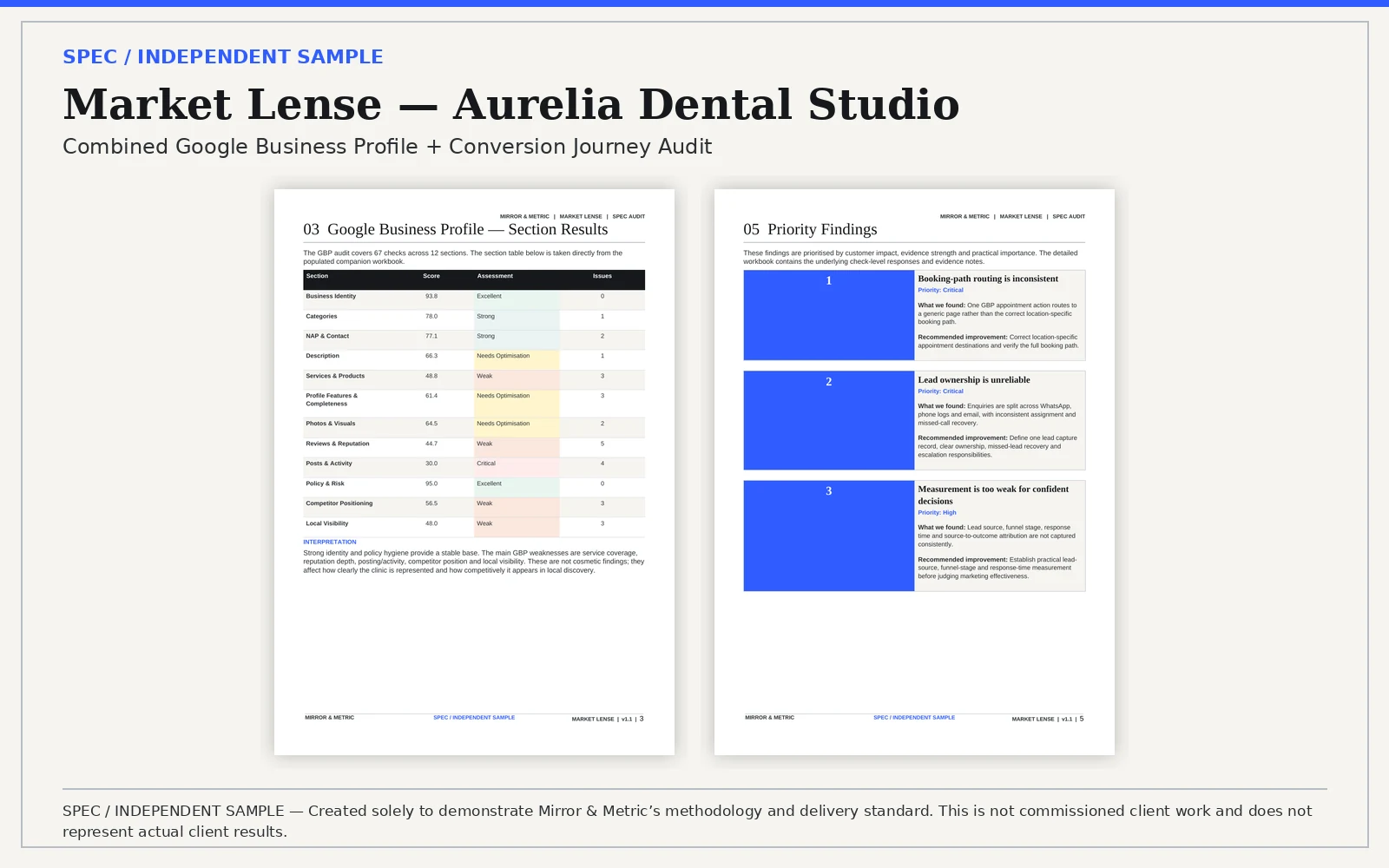 Market Lense Sample Audit preview